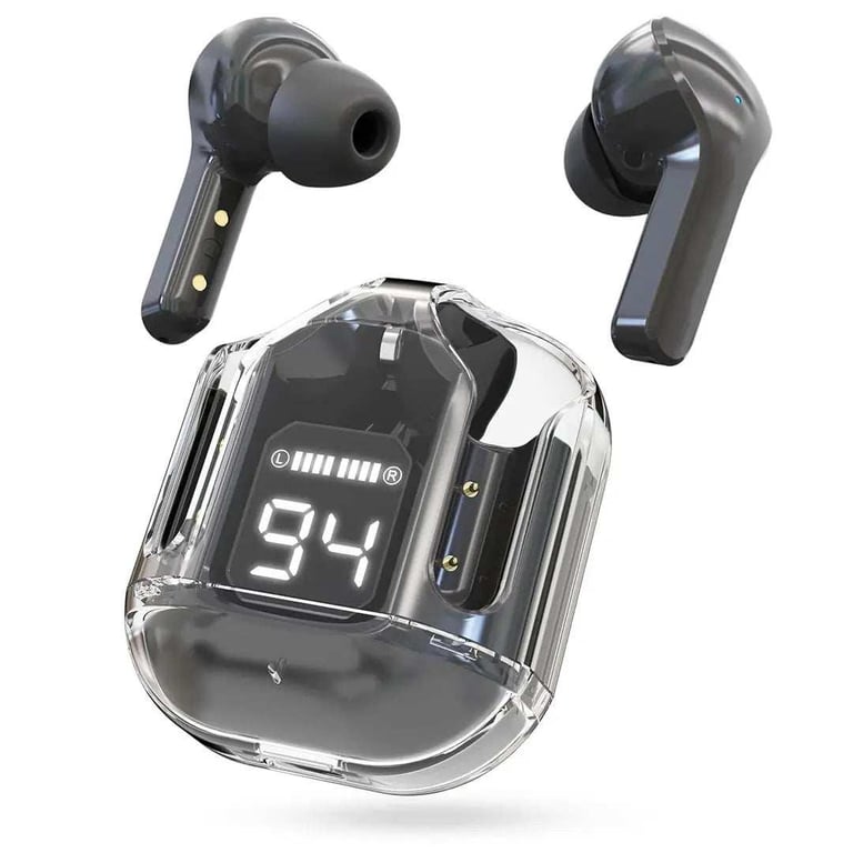 Ultrapods TWS Earbuds, Bluetooth Earbuds with Display, Transparent Design