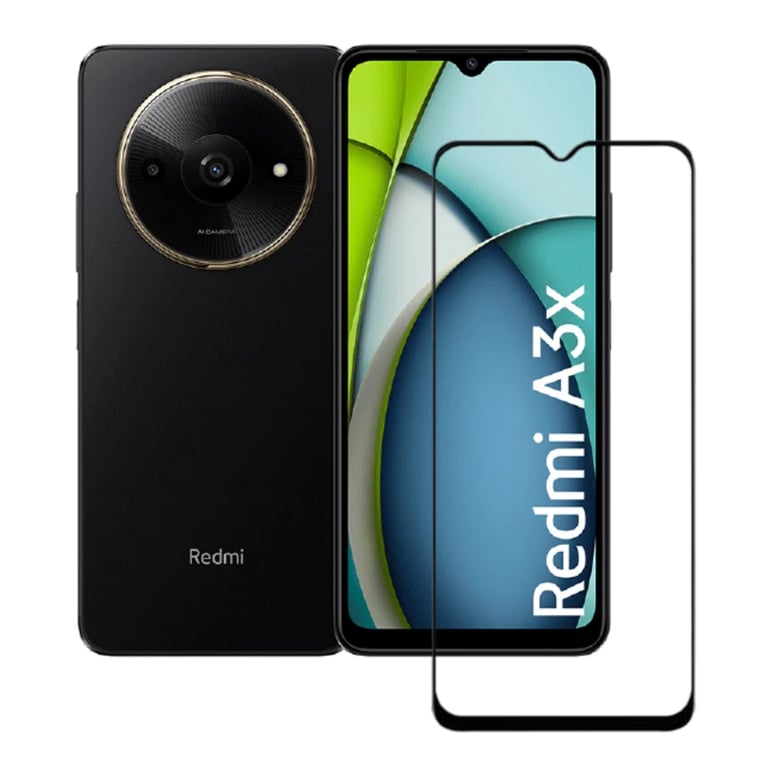 (Pack of 3) Redmi A3X 4G Full Tempered Glass Screen Protector – Military-Grade Durability, High-Density Glass, 9H Hardness, Anti-Scratch, Sensitive Touch, Edge-to-Edge, Full Glue Coverage, Bubble-Free