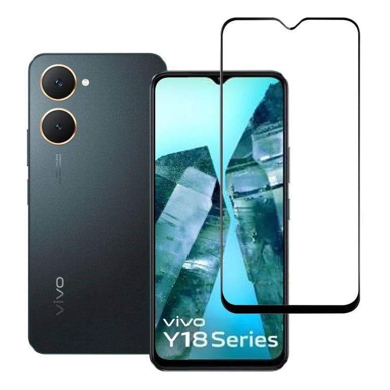 (Pack of 3) Vivo Y18 4G Full Tempered Glass Screen Protector – Military-Grade Durability, High-Density Glass, 9H Hardness, Anti-Scratch, Sensitive Touch, Edge-to-Edge, Full Glue Coverage, Bubble-Free
