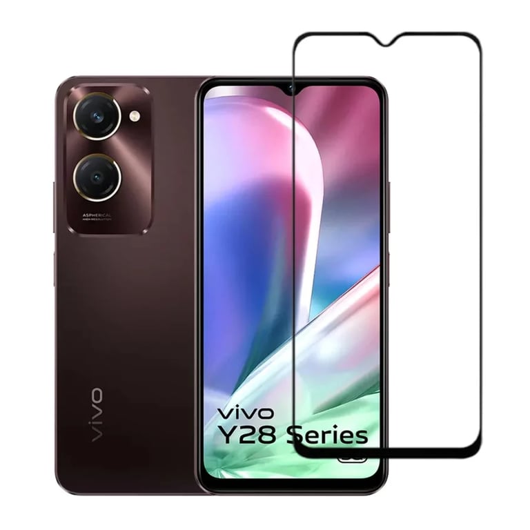 (Pack of 3) Vivo Y28e 5G Full Tempered Glass Screen Protector – Military-Grade Durability, High-Density Glass, 9H Hardness, Anti-Scratch, Sensitive Touch, Edge-to-Edge, Full Glue Coverage, Bubble-Free