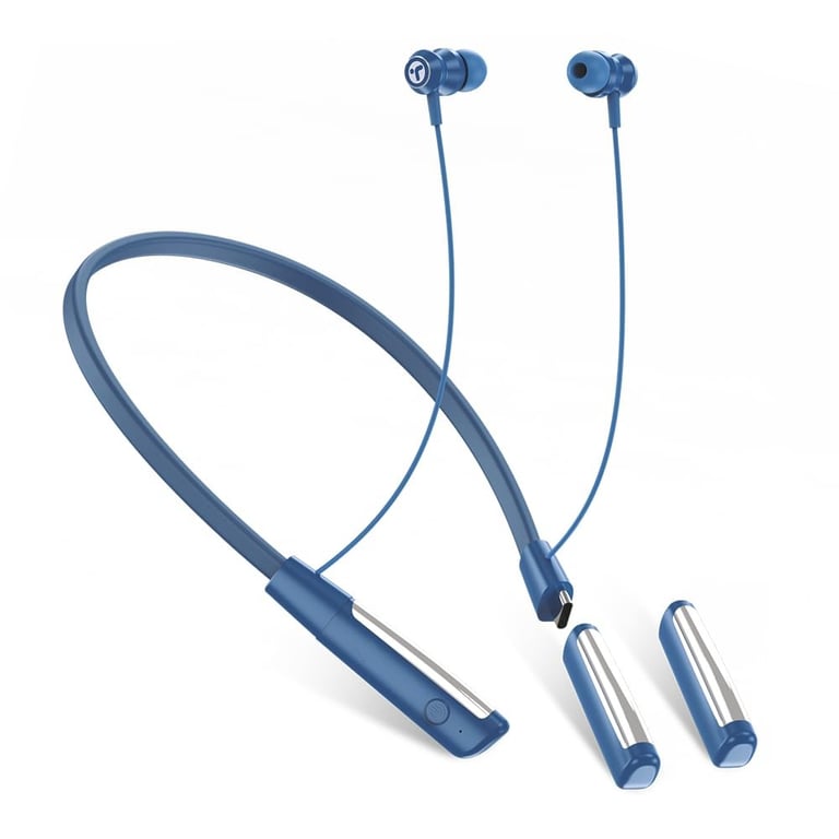 Double Battery Neckband Wireless Earphone with Detachable Dual Batteries, 300 Hours Playtime, Bluetooth 5.3, Vibration Alerts, Type-C Fast Charging, Auto On/Off & In-Line Controls