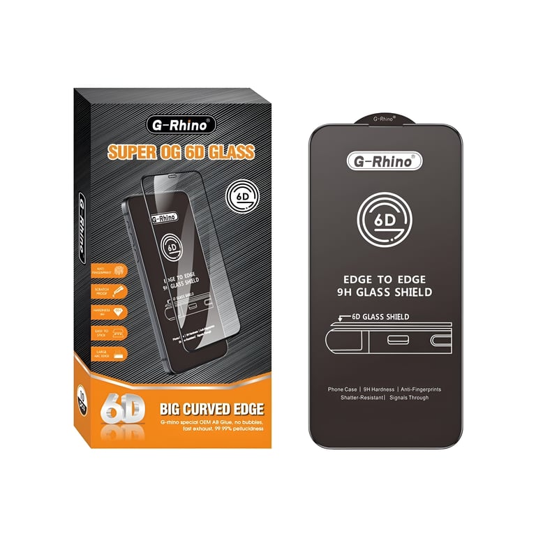 (Pack of 2) G-Rhino Gorilla 6D Extra Strong Tempered Glass for Samsung, iPhone, Vivo, Redmi, Realme, iqoo, Poco, Moto, Oppo, Infinix, etc., (Type your phone model before ordering)