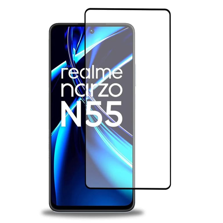 (Pack of 3) Realme Narzo N55 Full Tempered Glass Screen Protector – Military-Grade Durability, High-Density Glass, 9H Hardness, Anti-Scratch, Sensitive Touch, Edge-to-Edge, Full Glue Coverage, Bubble-Free
