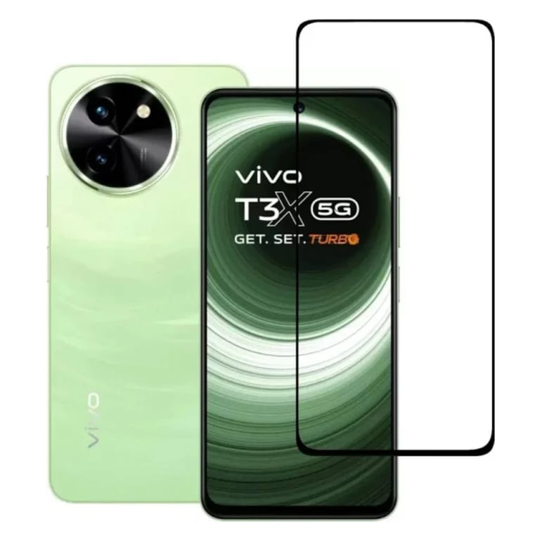(Pack of 3) Vivo T3x 5G Full Tempered Glass Screen Protector – Military-Grade Durability, High-Density Glass, 9H Hardness, Anti-Scratch, Sensitive Touch, Edge-to-Edge, Full Glue Coverage, Bubble-Free