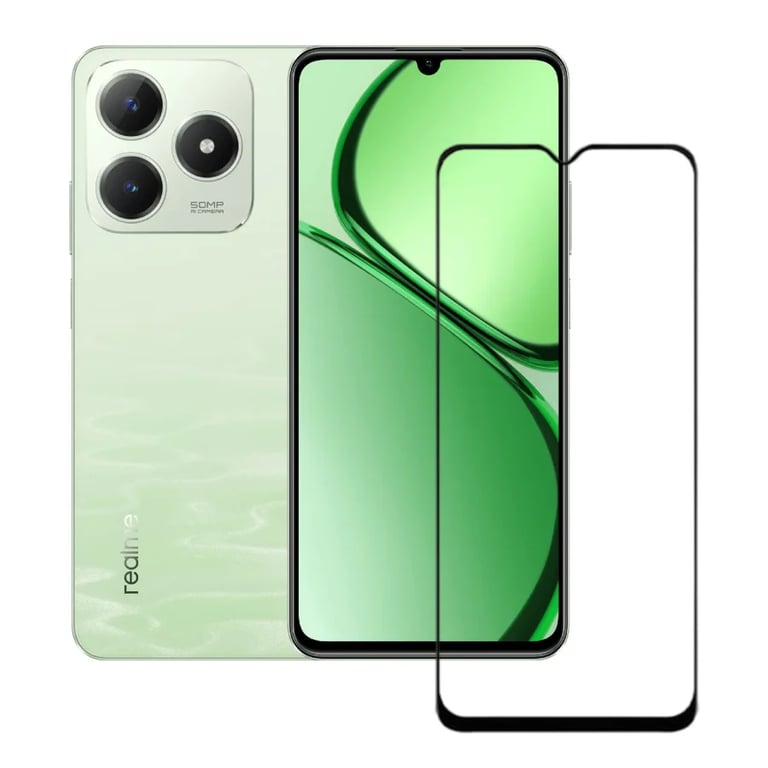 (Pack of 3) Realme C63 4G Full Tempered Glass Screen Protector – Military-Grade Durability, High-Density Glass, 9H Hardness, Anti-Scratch, Sensitive Touch, Edge-to-Edge, Full Glue Coverage, Bubble-Free