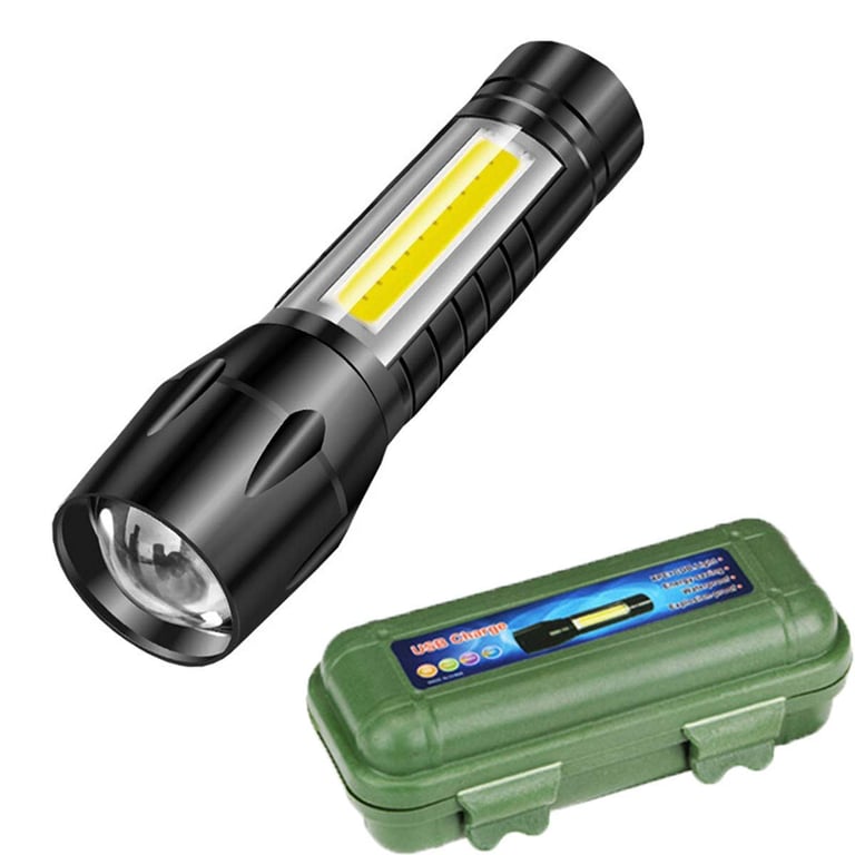 High Power – Tactical Mini Torch light & Desk Lamp Combo – Adjustable Focus Torch light, 3 Lighting Modes, Rechargeable with Gift Box for Emergency, EDC, and Activities (Aluminum)