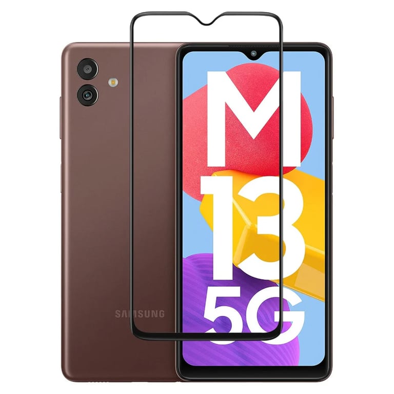 (Pack of 3) Samsung Galaxy M13 5G Full Tempered Glass Screen Protector – Military-Grade Durability, High-Density Glass, 9H Hardness, Anti-Scratch, Sensitive Touch, Edge-to-Edge, Full Glue Coverage, Bubble-Free