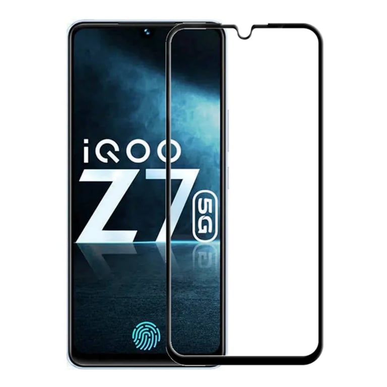(Pack of 3) IQOO Z7 5G Full Tempered Glass Screen Protector – Military-Grade Durability, High-Density Glass, 9H Hardness, Anti-Scratch, Sensitive Touch, Edge-to-Edge, Full Glue Coverage, Bubble-Free