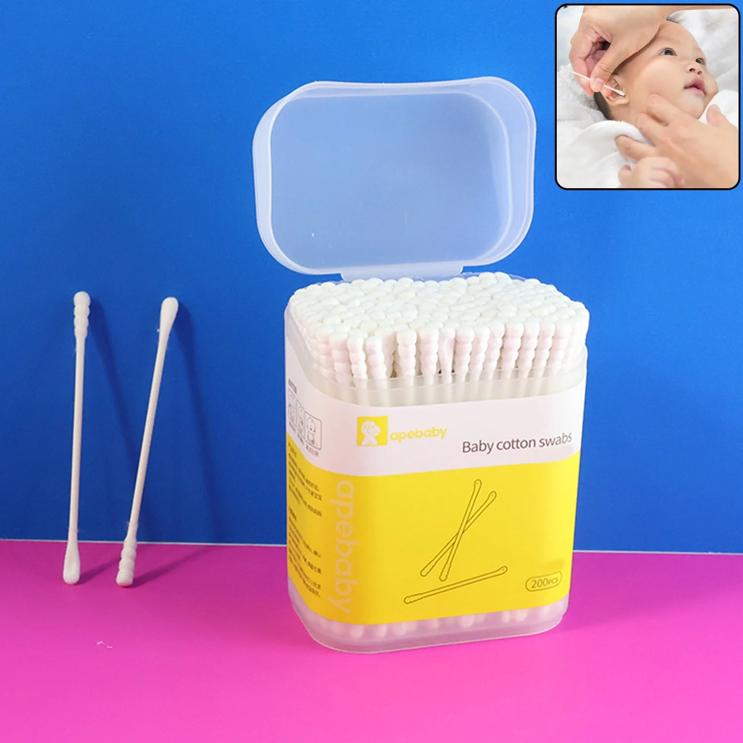 Premium Ultra-Soft Baby Cotton Swabs (200 Pc)