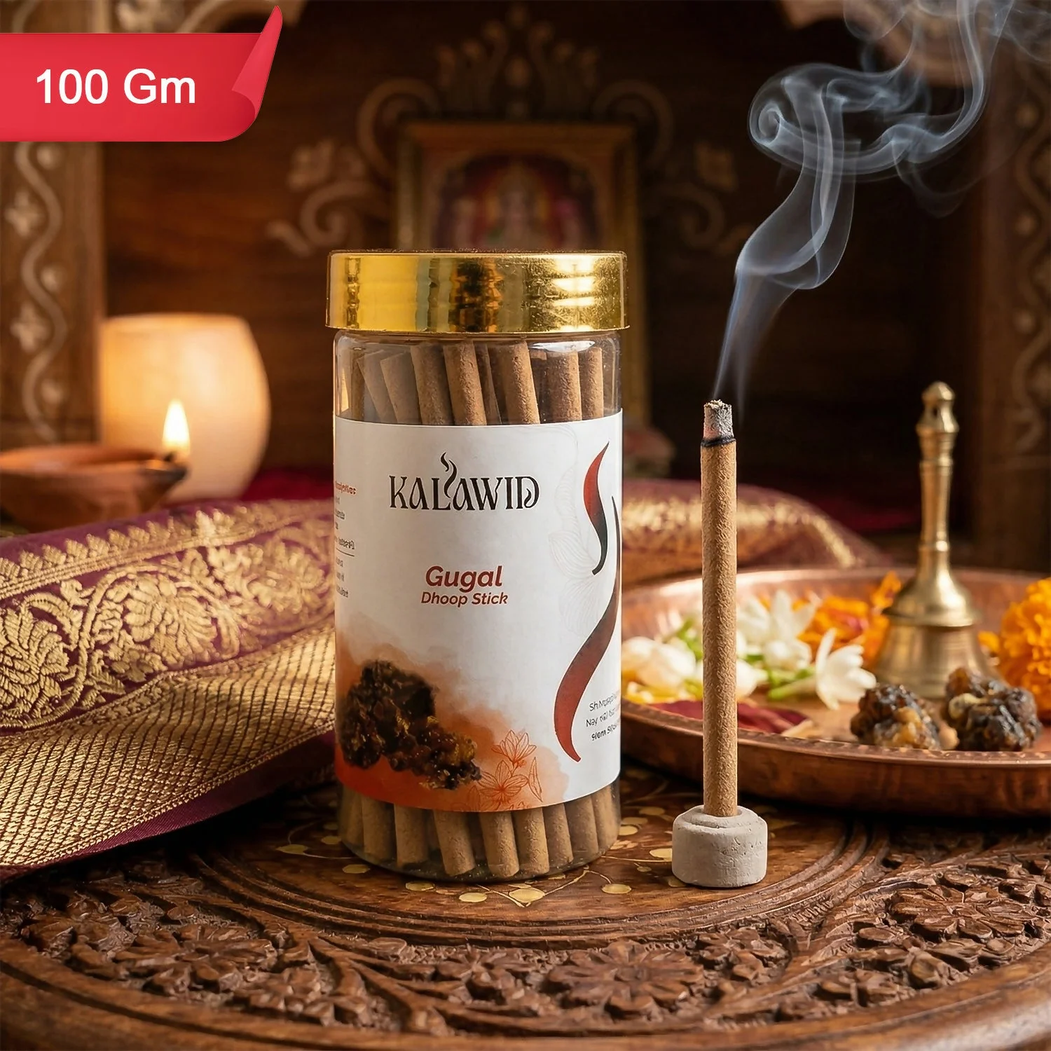 Gugal Dhoop Sticks Jar for Traditional Aroma & Positive Home Environment (100 Gm)