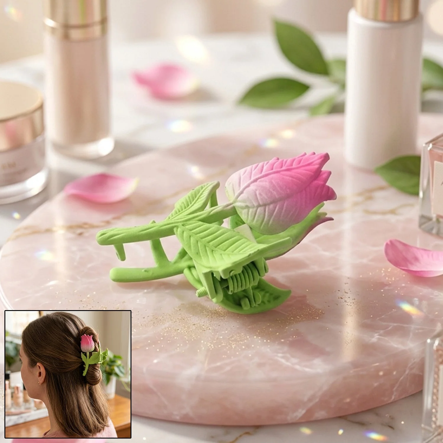 Elegant Rose Flower Design Hair Claw Clip (1 Pc)