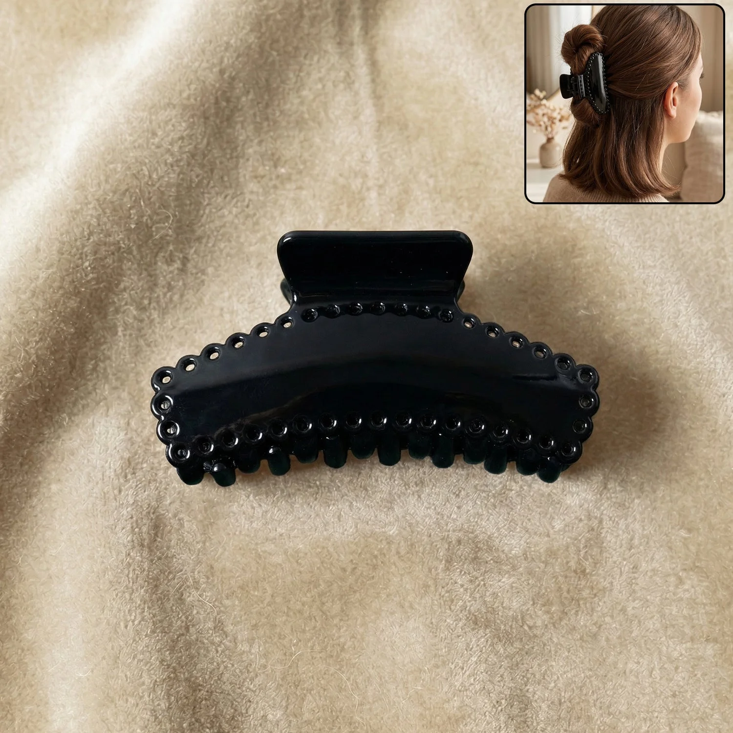 Elegant Black Hair Claw Clip (1 Pc)