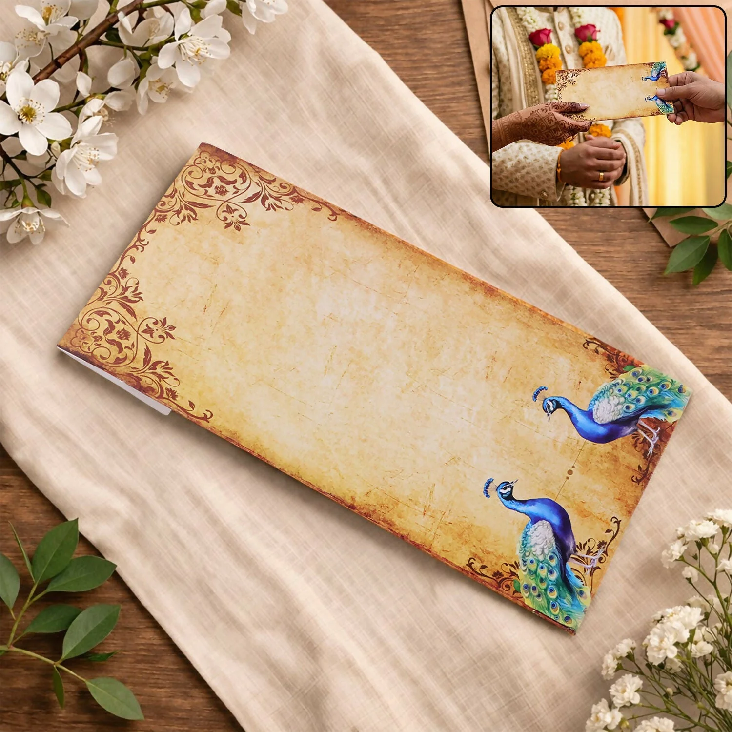 Premium Peacock Design Wedding Money Envelope Gift Cover Pack of 10 Pieces