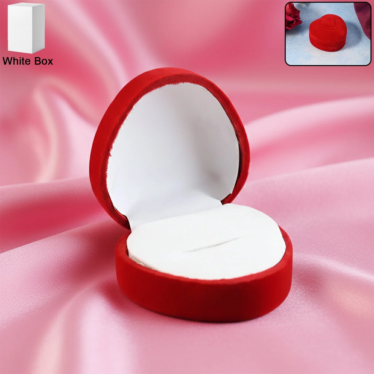 Premium Heart-Shaped Velvet Jewellery Ring Box (1 Pc)