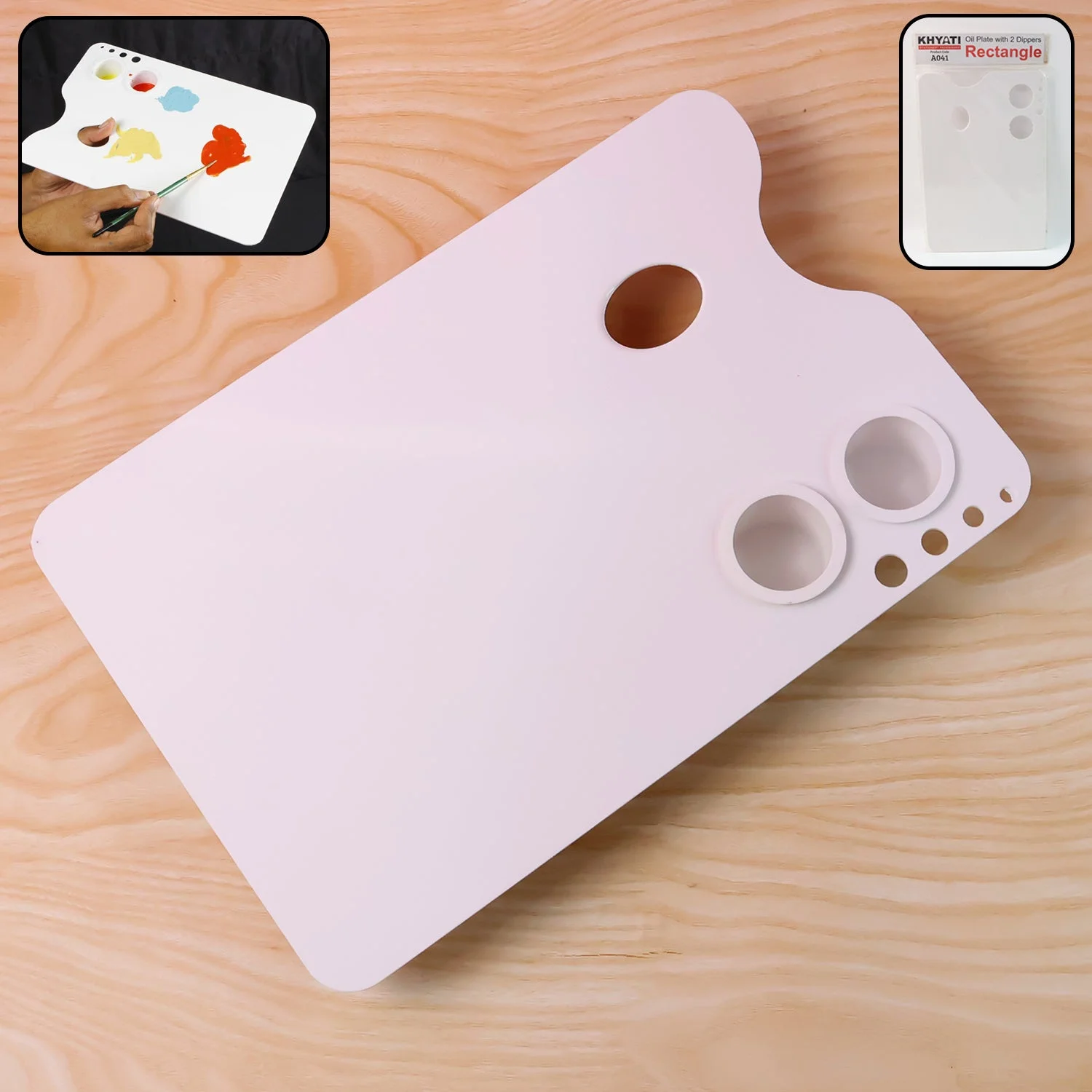 Rectangle Oil Painting Palette with 2 Dippers – Professional Artist Mixing Plate