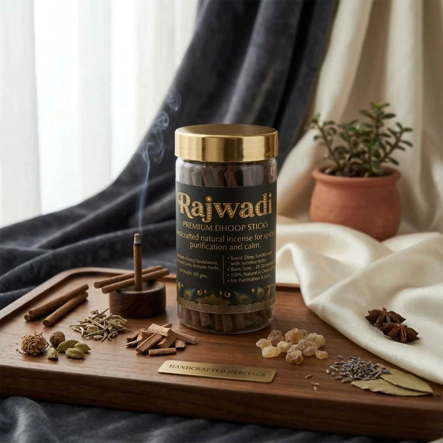 Rajwadi Premium Dhoop Sticks for Pooja & Meditation – Natural Fragrance Incense for Calm & Positive Energy (100 Gm)