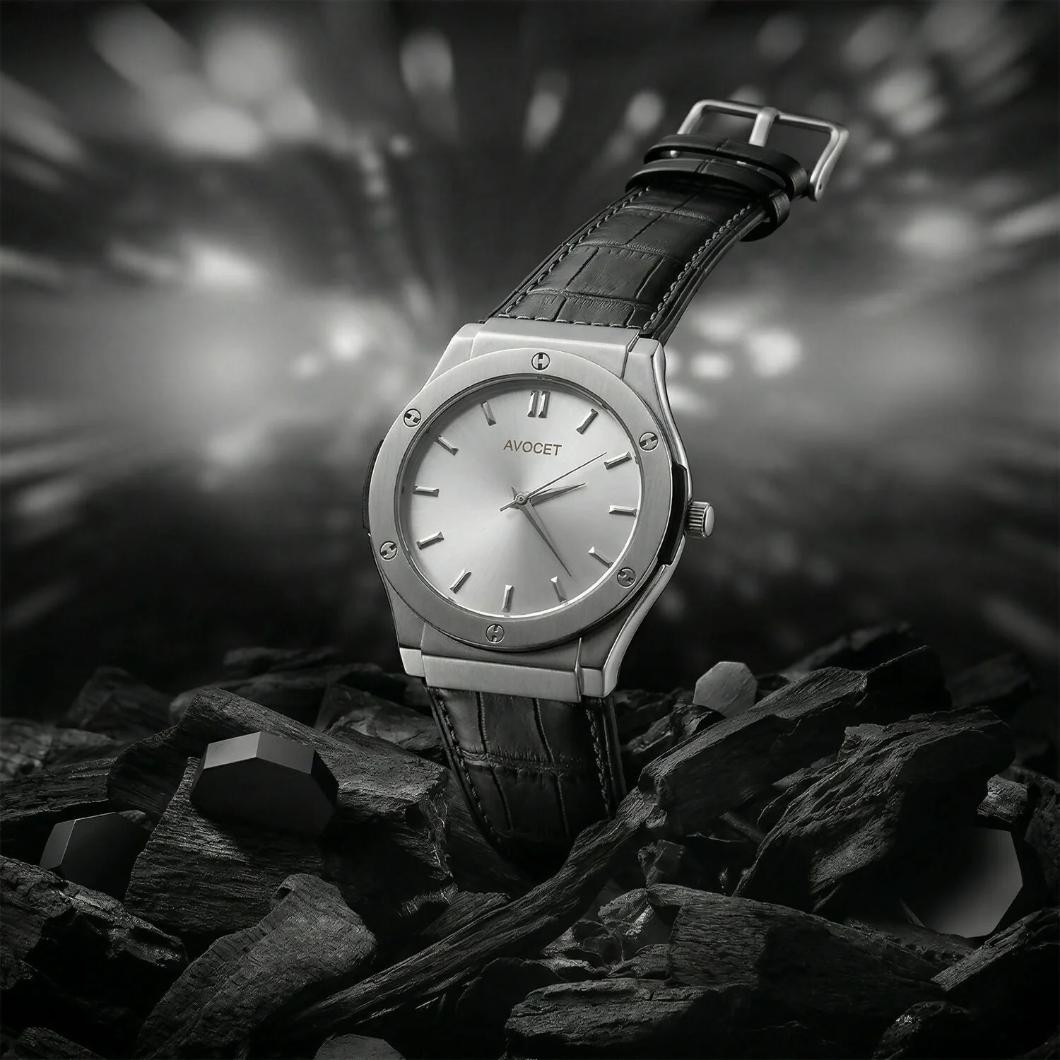 Elegant Silver Dial Analog Wrist Watch with Premium Textured Strap for Men