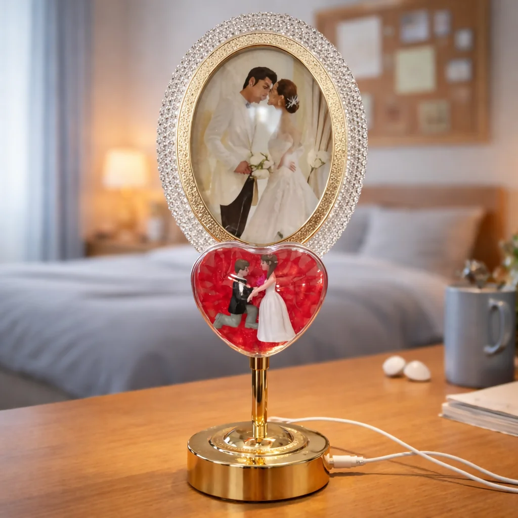 LED Romantic Couple Photo Frame Lamp with 3 Light Modes