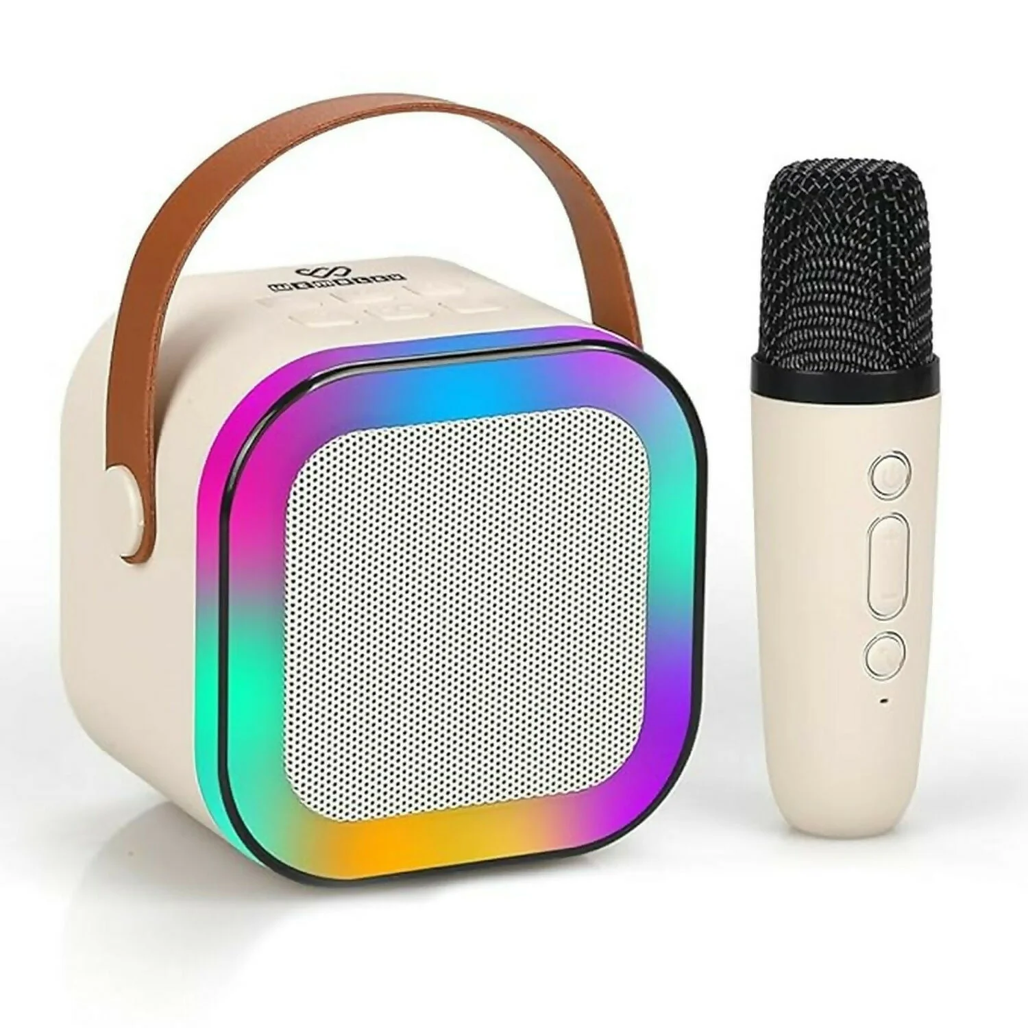 Portable Karaoke Speaker with Wireless Mic, LED Light Effects, BT 5.3