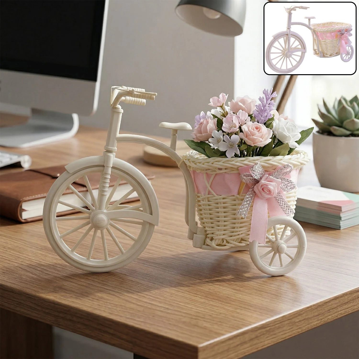 Decorative Bicycle Flower Pot with Basket (1 Pc)