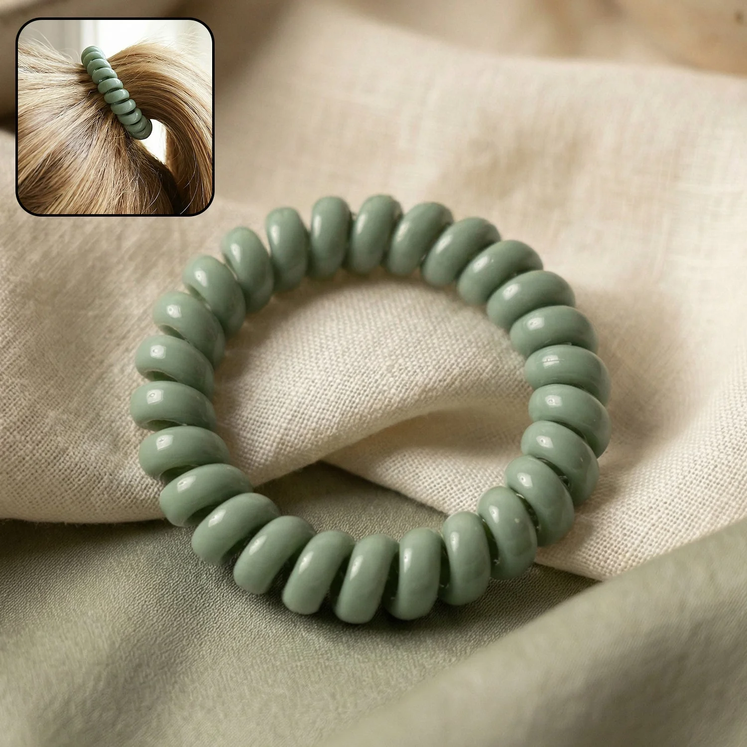 Soft Stretchable Telephone Wire Style Hair Bands Set (1 Pc)