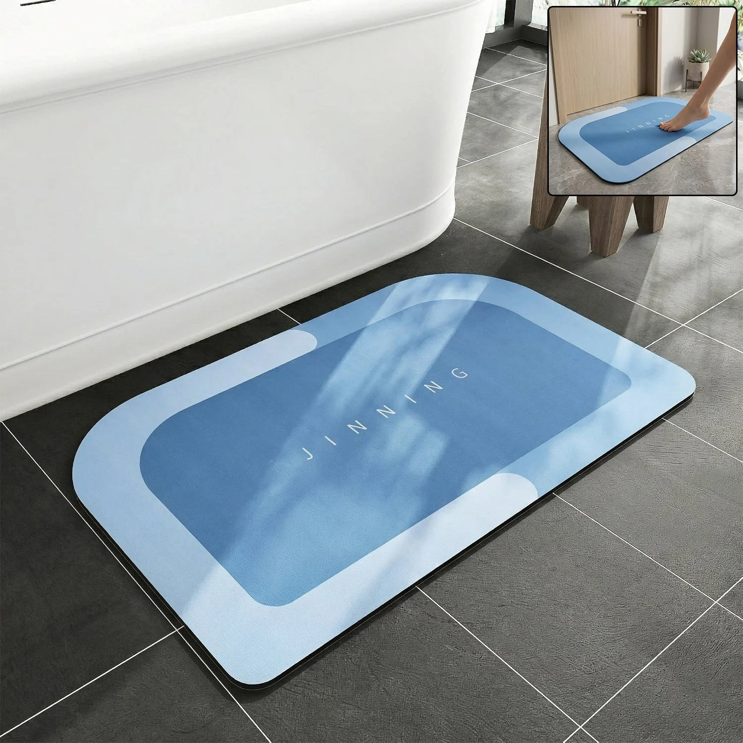 Super Absorbent Water Soaking Bathroom Floor Mat (1 Pc, 120x74 Cm)