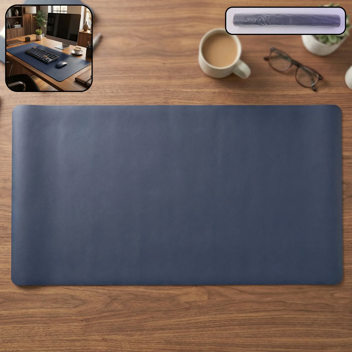 Premium Leather Finish Large Desk Mat Mouse Pad (1 Pc, 90x45 Cm)