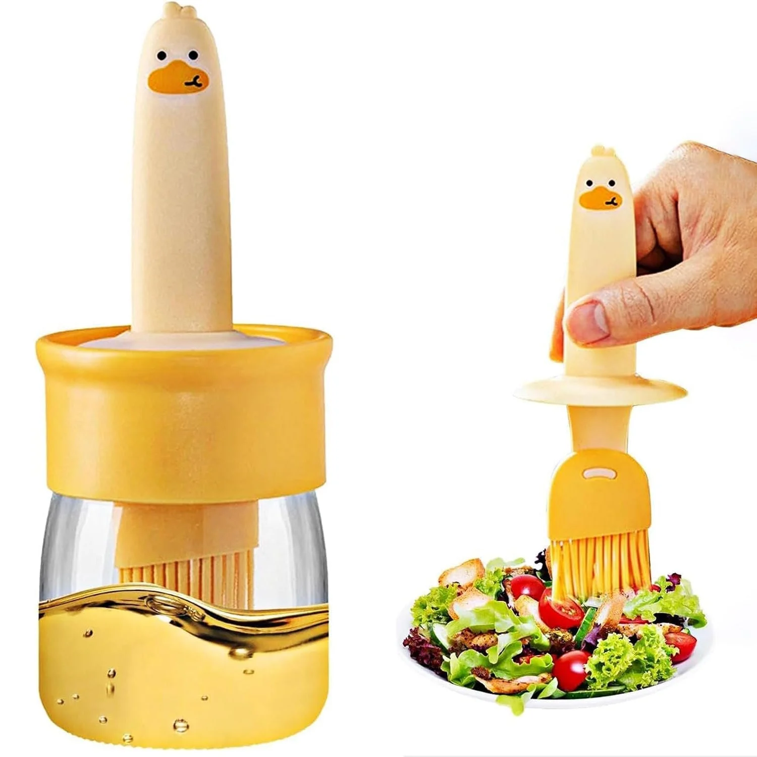 Plastic 2 in 1 Oil Dispenser Bottle with Silicone Basting Brush (1 Set)