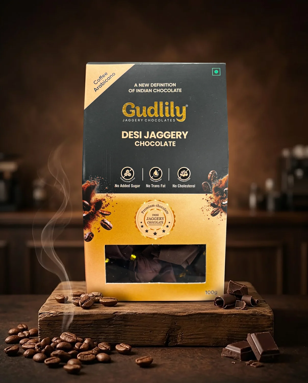 Gudlily Desi Jaggery Coffee Arabicano Chocolate – Premium Jaggery Chocolates with Natural Sweetness (100Gm)