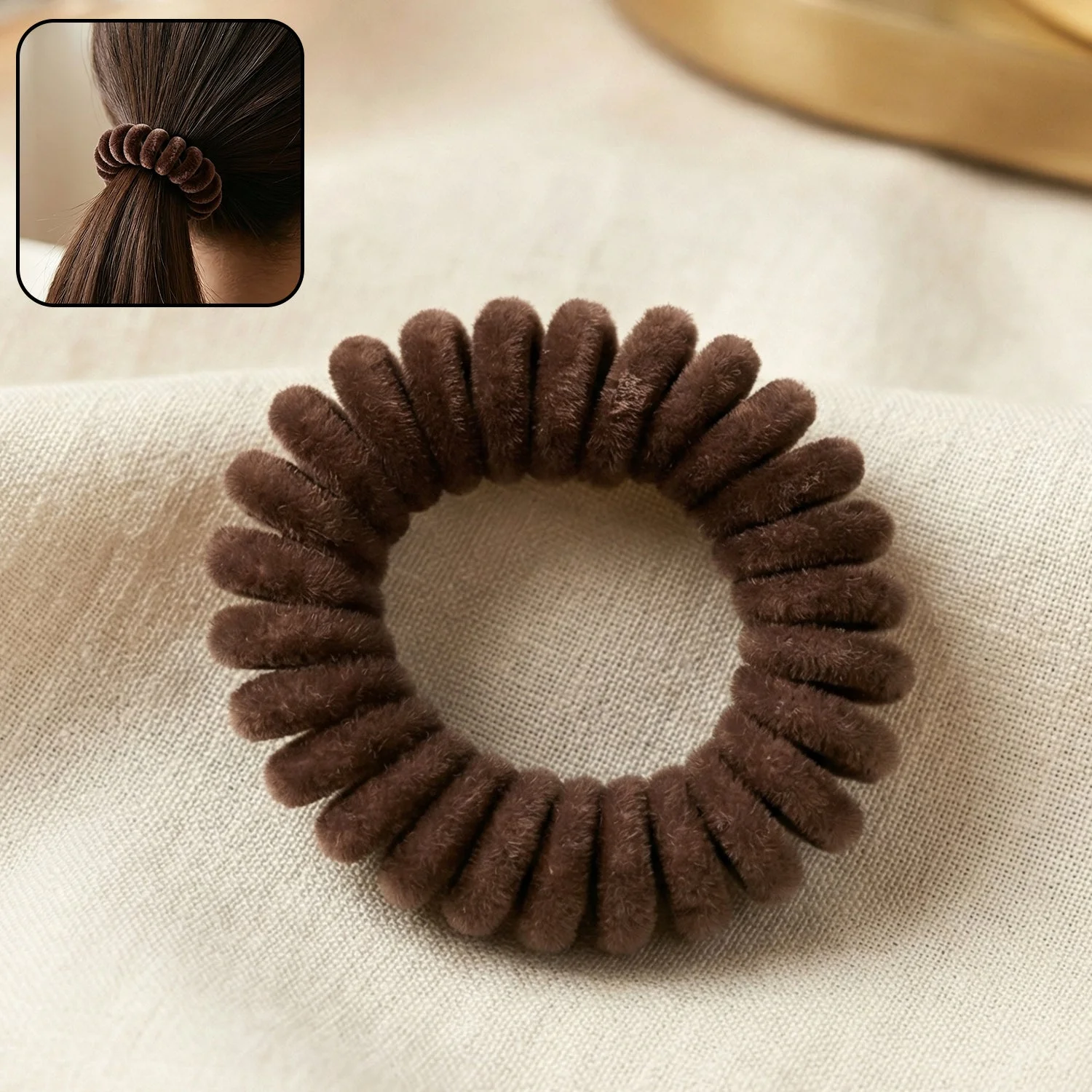 Soft Stretchable Telephone Wire Style Hair Bands Set (1 Pc)