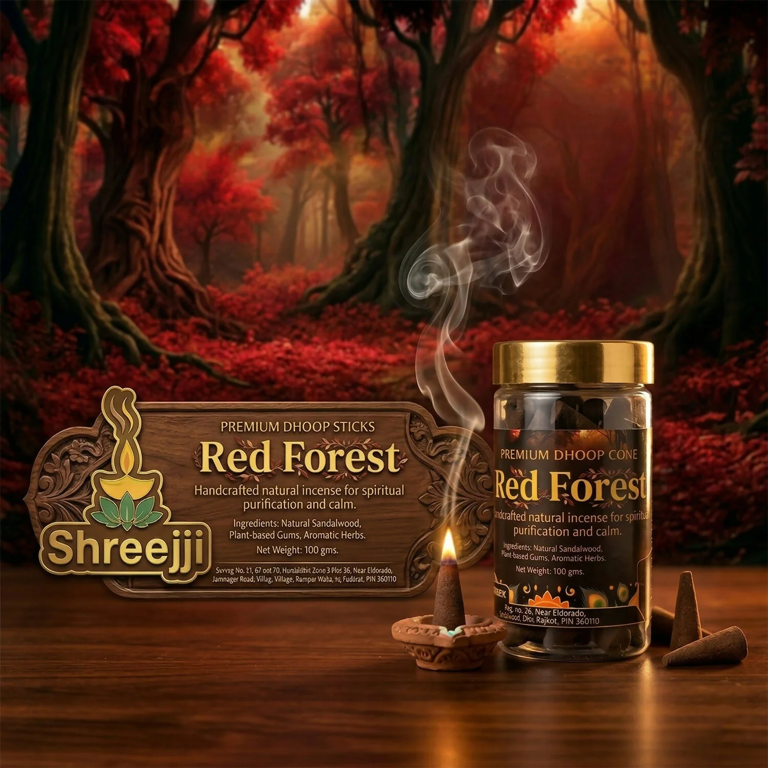 Red Forest Premium Dhoop Cones Natural Incense Cones for Spiritual & Aromatic Home Fragrance (100Gm)