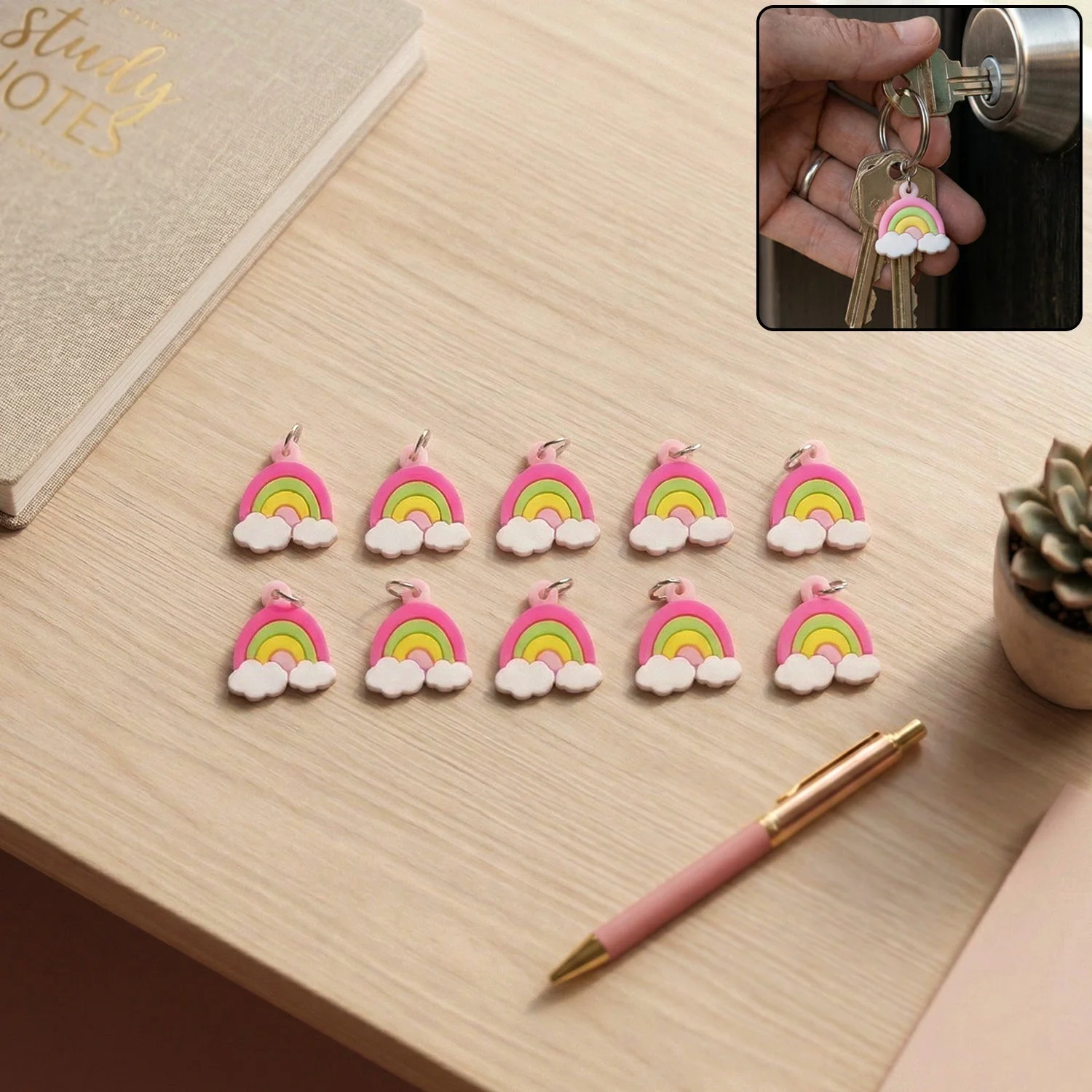 Cute Rainbow Cloud Bag Charm Keychain Set (10 Pc)