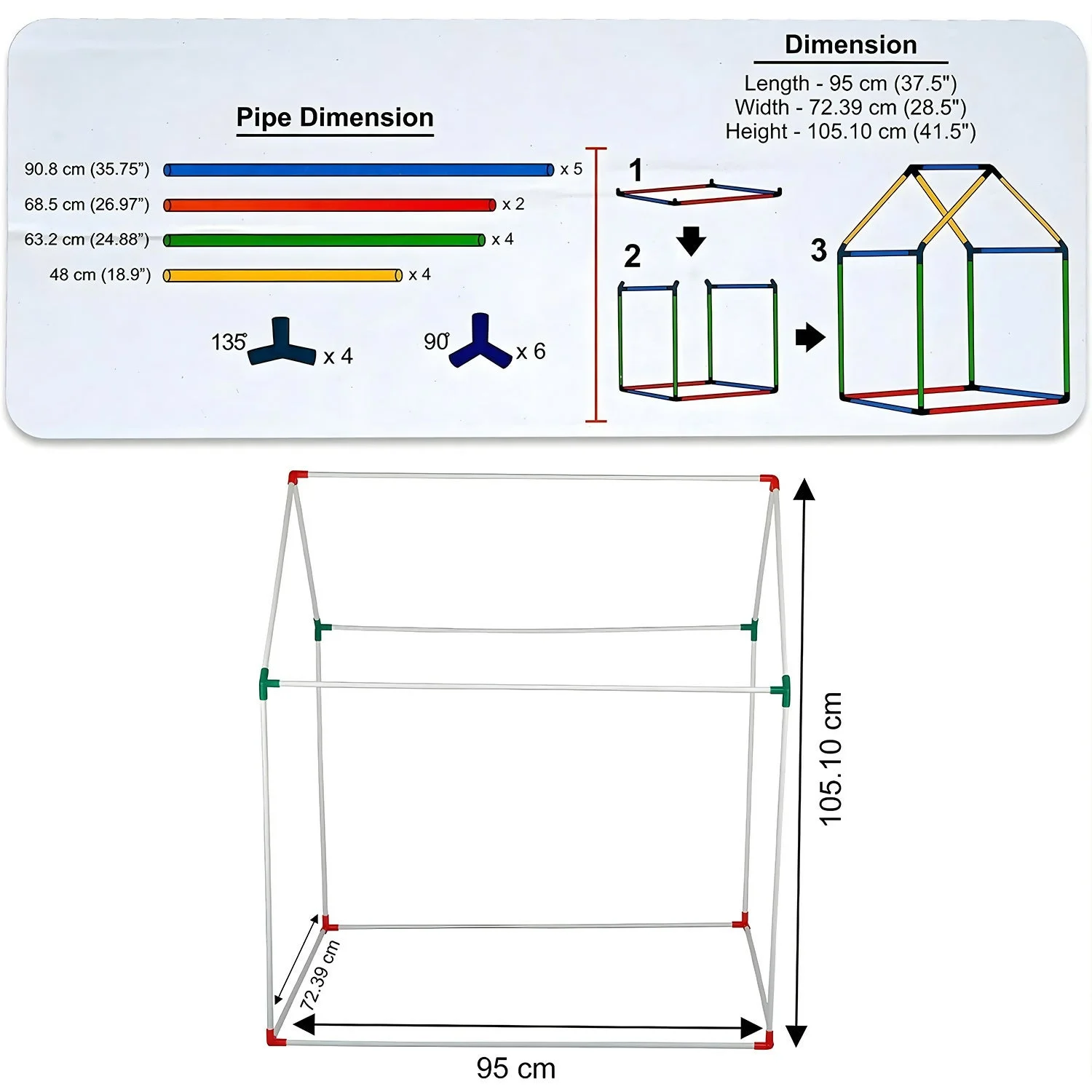 Unicorn Theme Foldable Kids Play Tent House with Colorful Fantasy Print for Indoor & Outdoor Play - 6