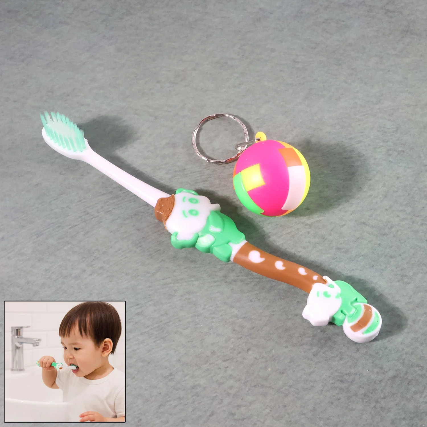 Kids Toothbrush and Ball Keychain Toy Set