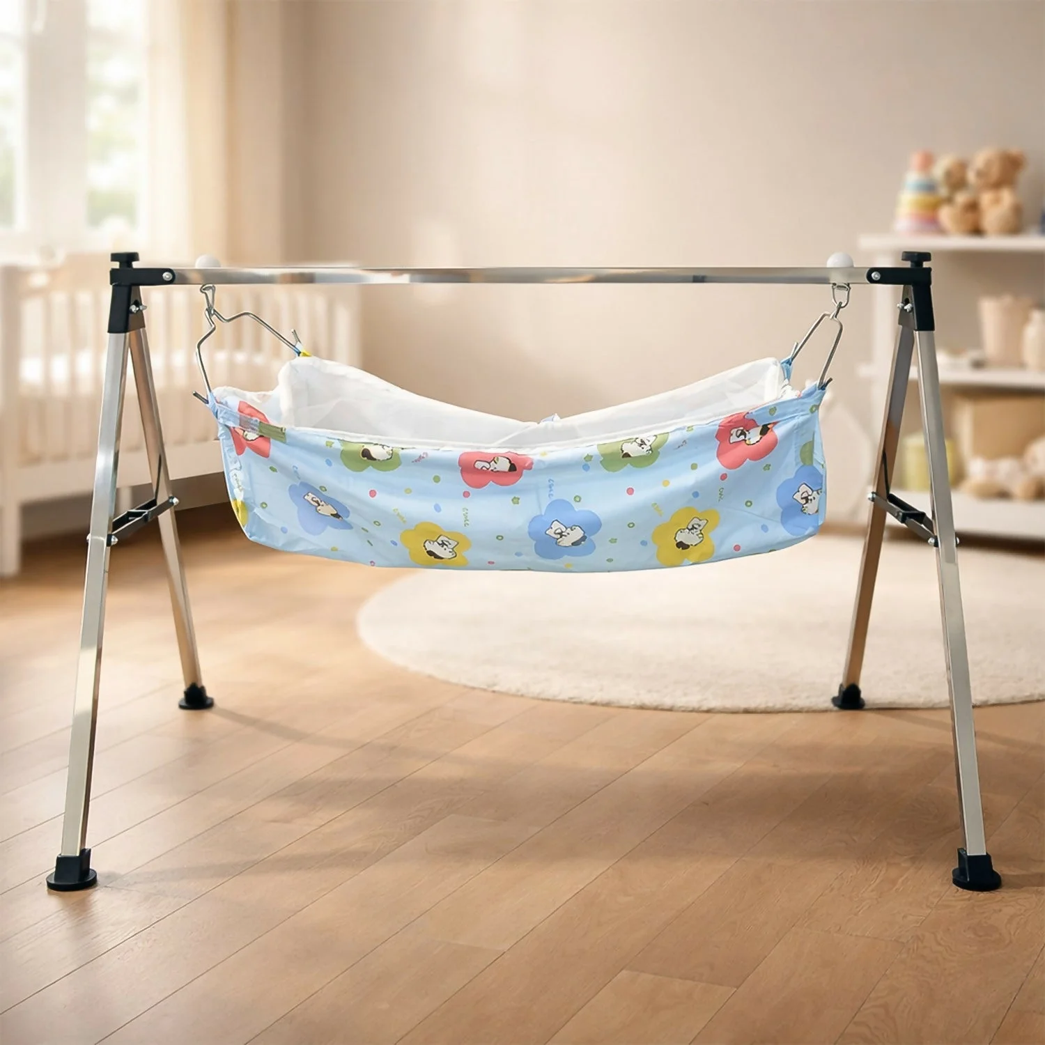 Stainless Steel ComfortNest Baby Hammock Cradle with Foldable Stand (6 kg)
