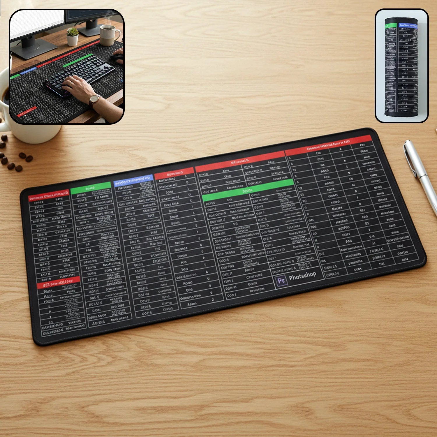 Shortcut Keyboard Mouse Pad Extended Desk Mat 70 x 30 Cm