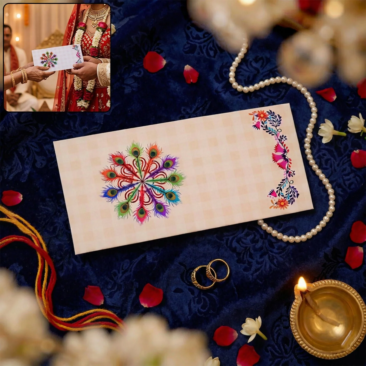 Elegant Wedding Money Envelope Gift Cover with Floral Design Pack of 10