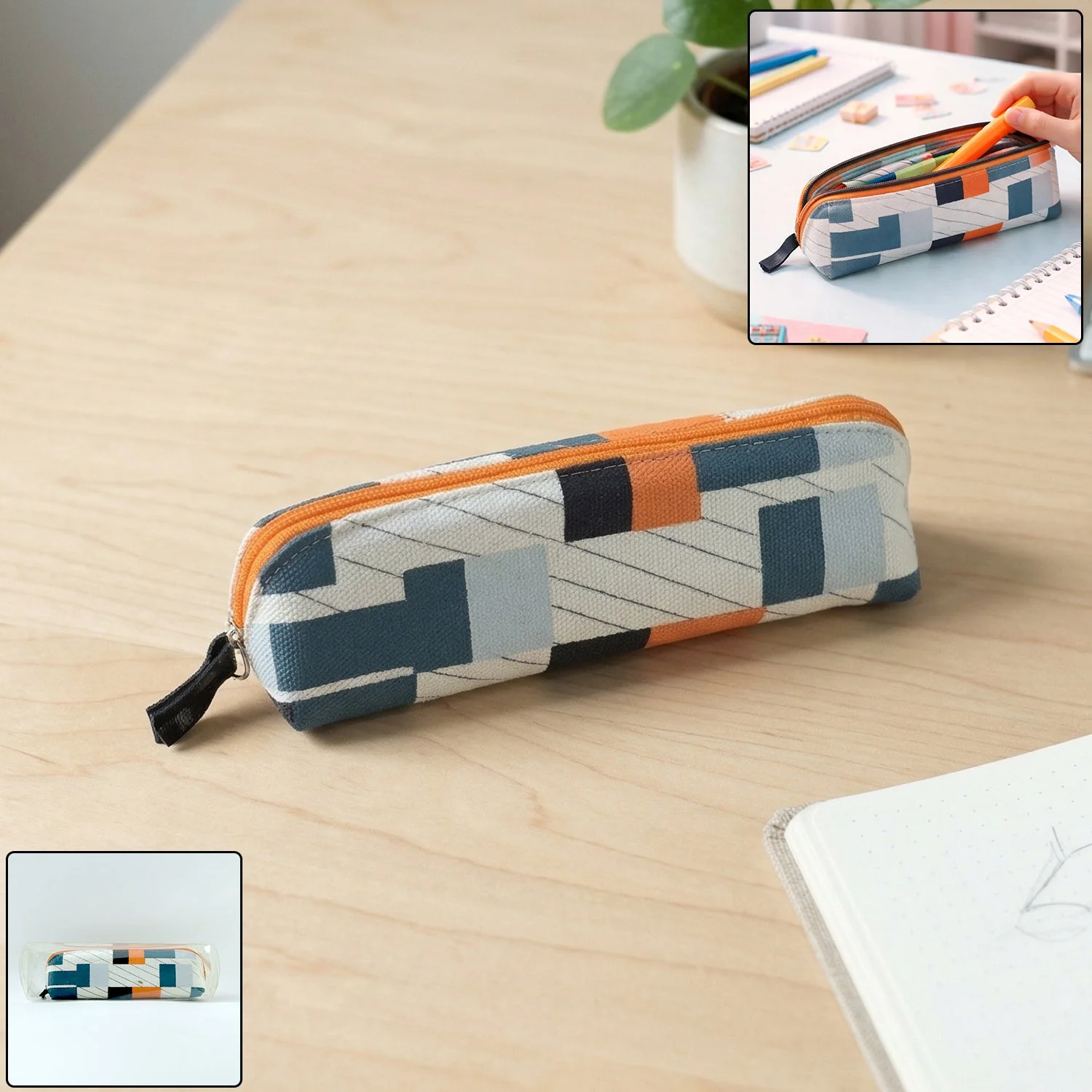 Designer Fabric Zipper Pencil Pouch (1 Pc)