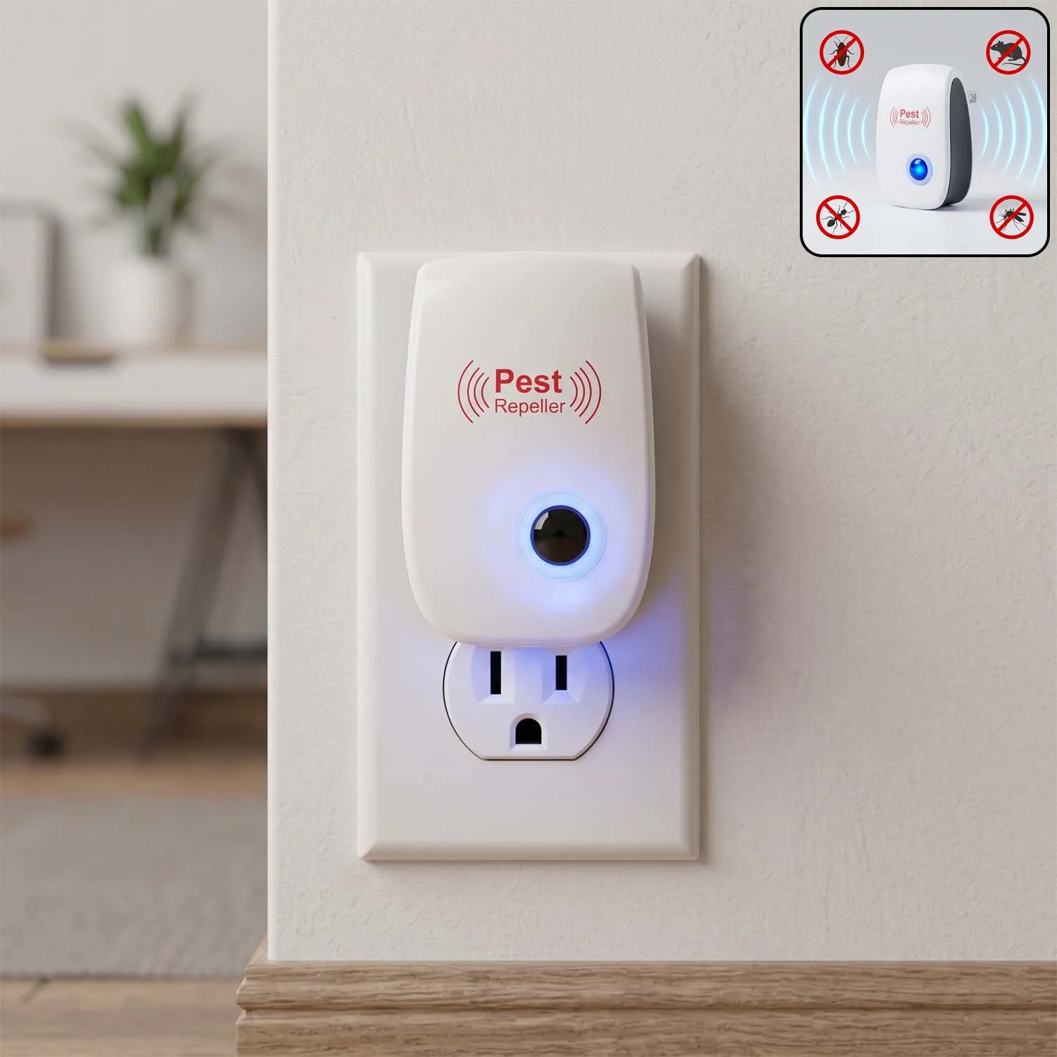 Electric Pest Repeller - Ultrasonic Plug-In Pest Control Device (1 Pc)