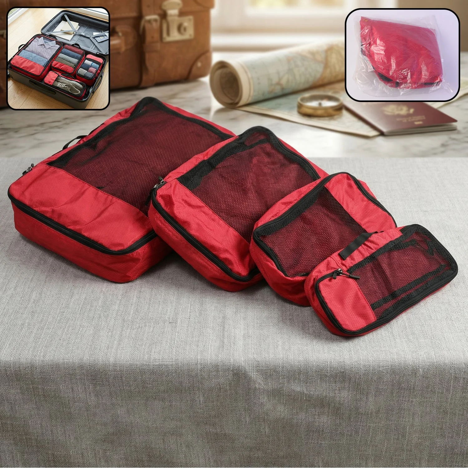 4 In 1 Travel Organizer Packing Cubes Bag Set (4 Pc Set)