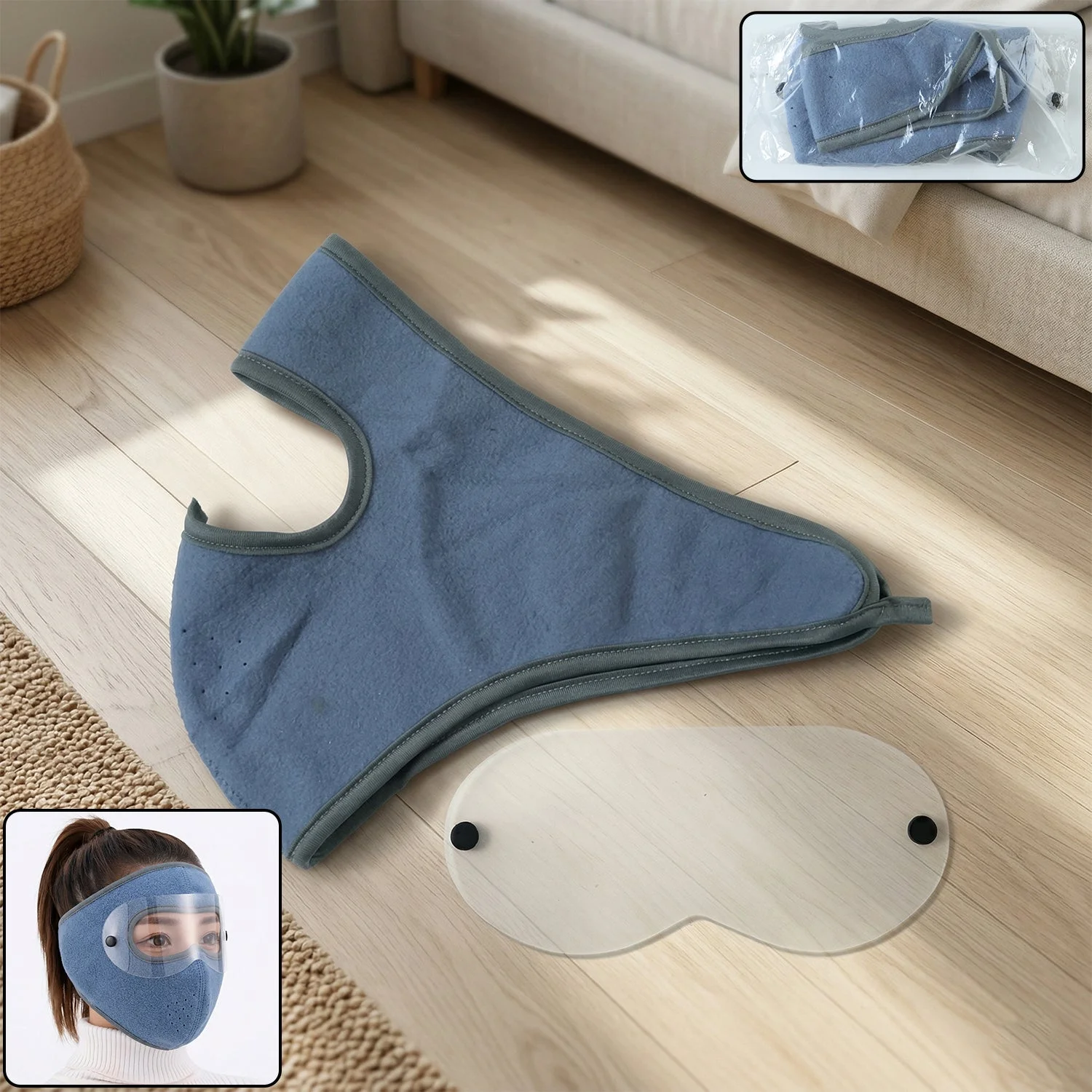 Reusable Anti Fog Face Mask with Eye Shield (1 Pc, Small Size)