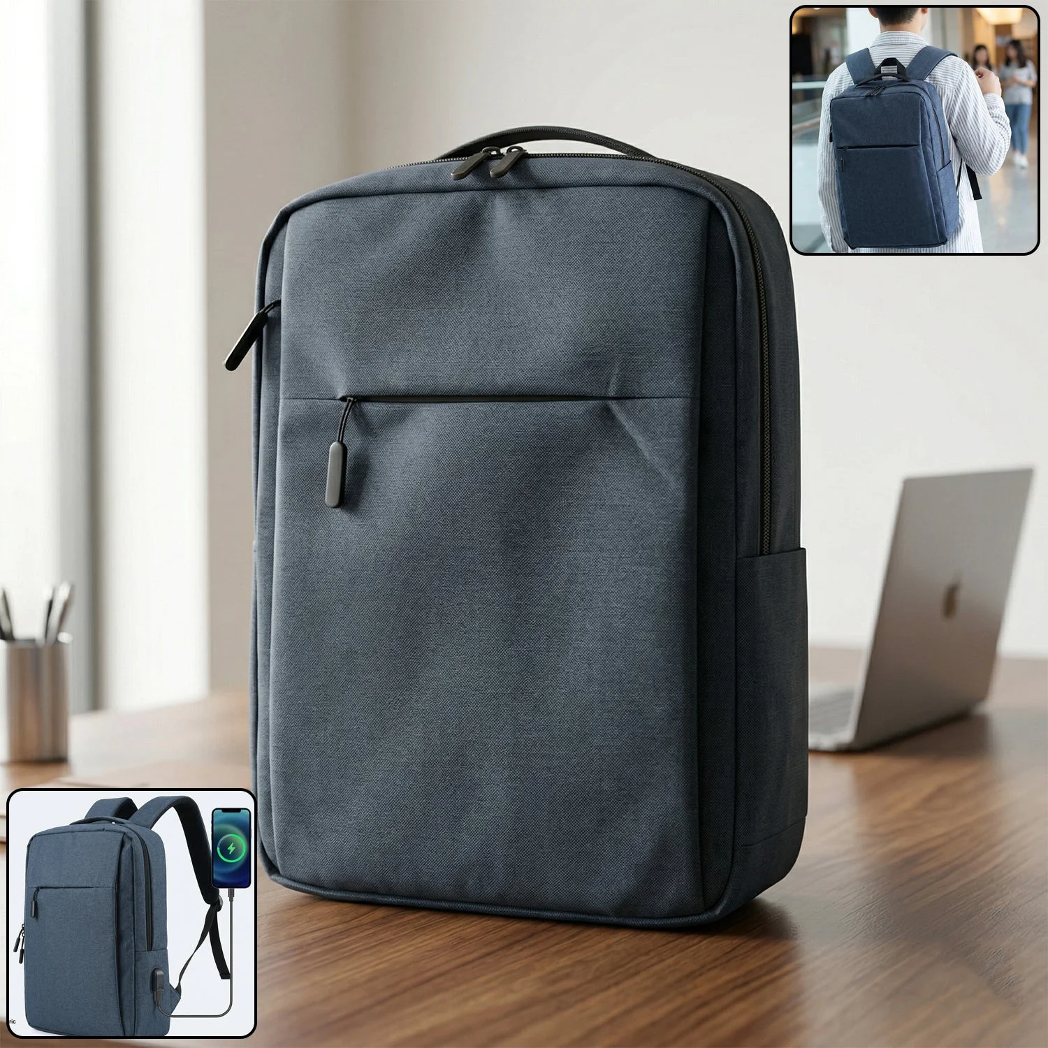 Multipurpose Travel Luggage Backpack with USB Charging Port (1 Pc, 37x28 Cm)
