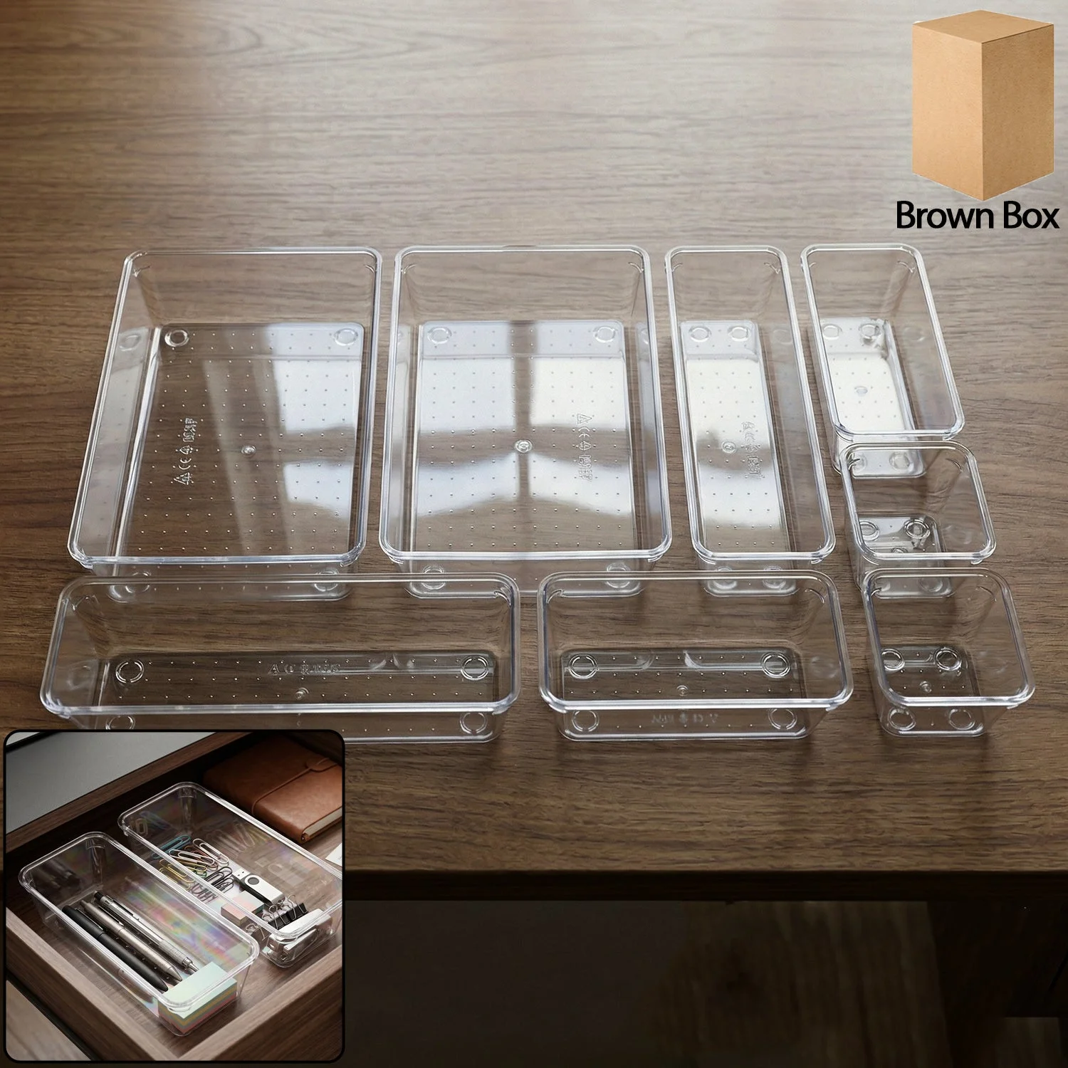 Multipurpose 8 In 1 Drawer Organizer Storage Tray Set (1 Set)