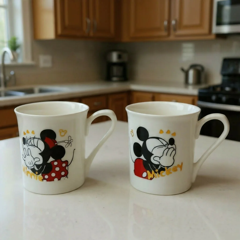 Cartoon Printed Ceramic Mug Set of 2 Gift Set with Premium Box