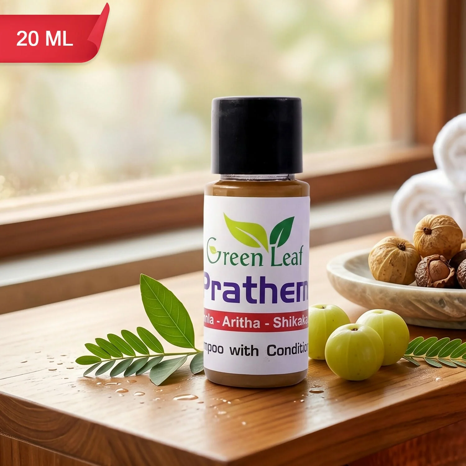 Green Leaf Prathem Anti Hair Fall Shampoo with Conditioner Amla Aritha Shikakai Herbal Care