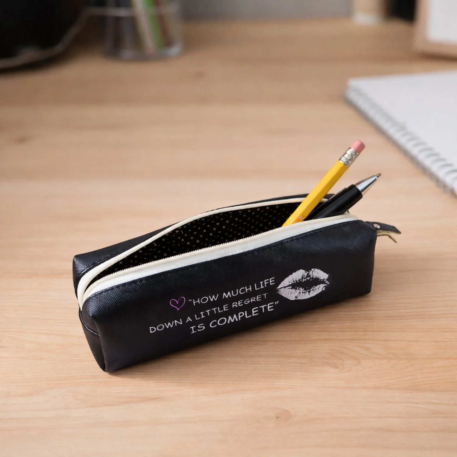 Stylish Printed Zipper Pencil Pouch Organizer (1 Pc)