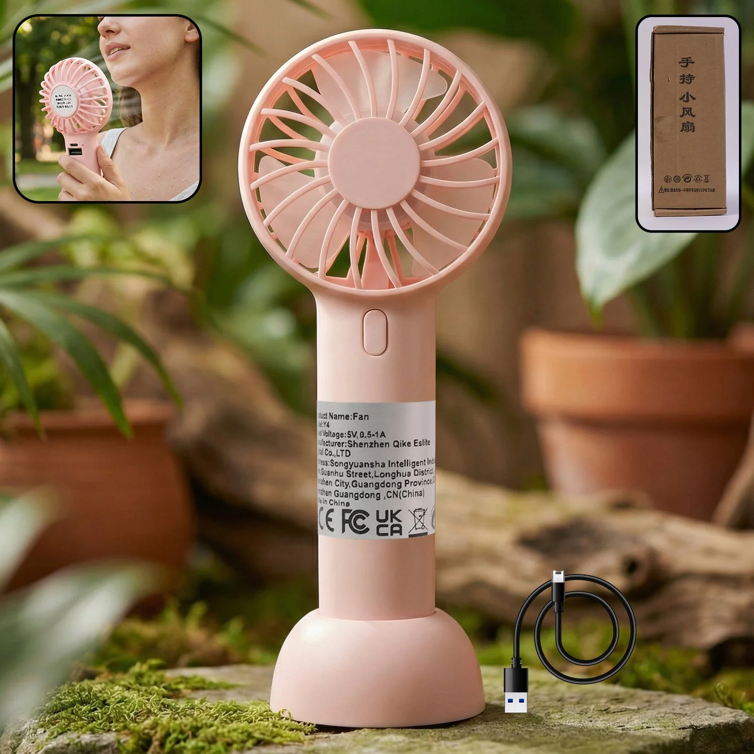 Portable Handheld Fan Rechargeable Mini USB Fan (1 Pc)