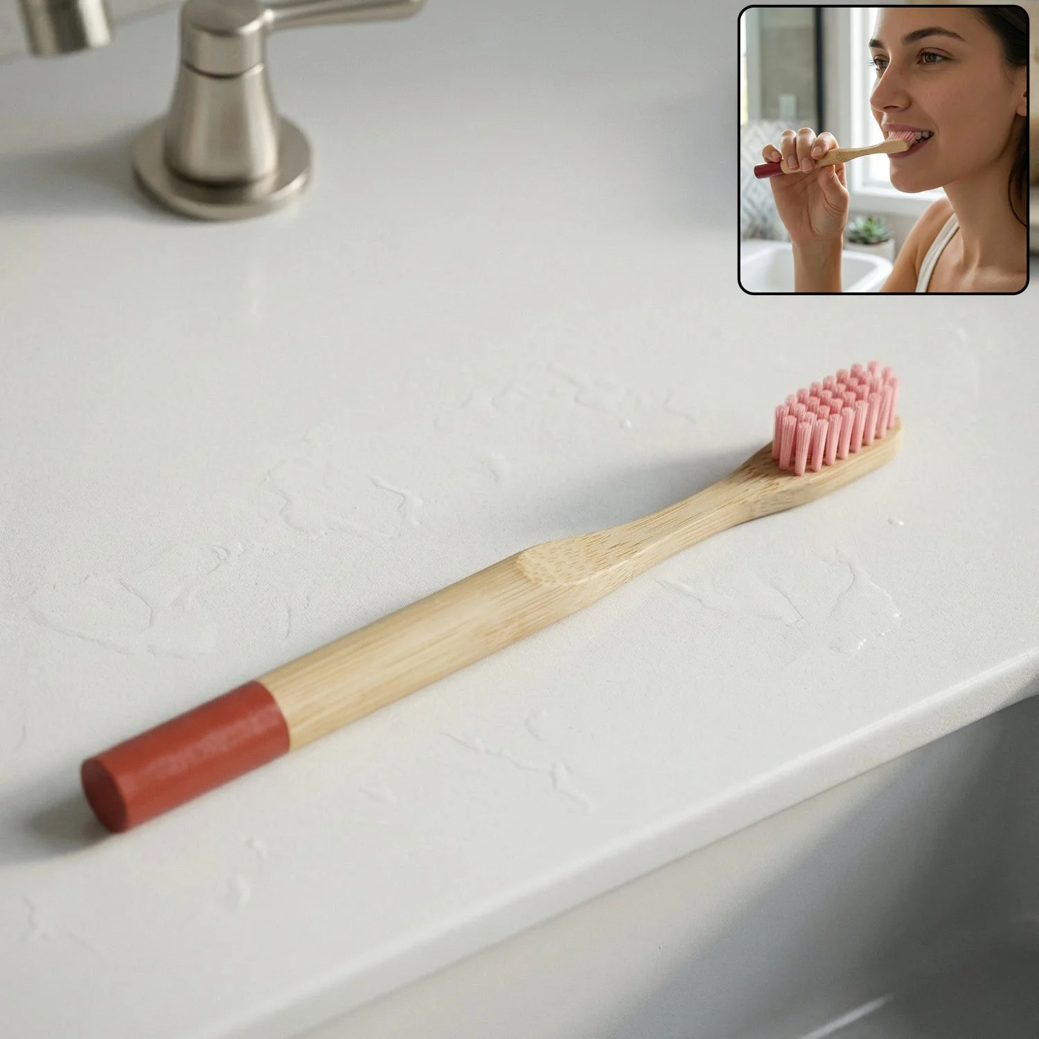 Eco Friendly Bamboo Toothbrush with Soft Bristles (1 Pc)