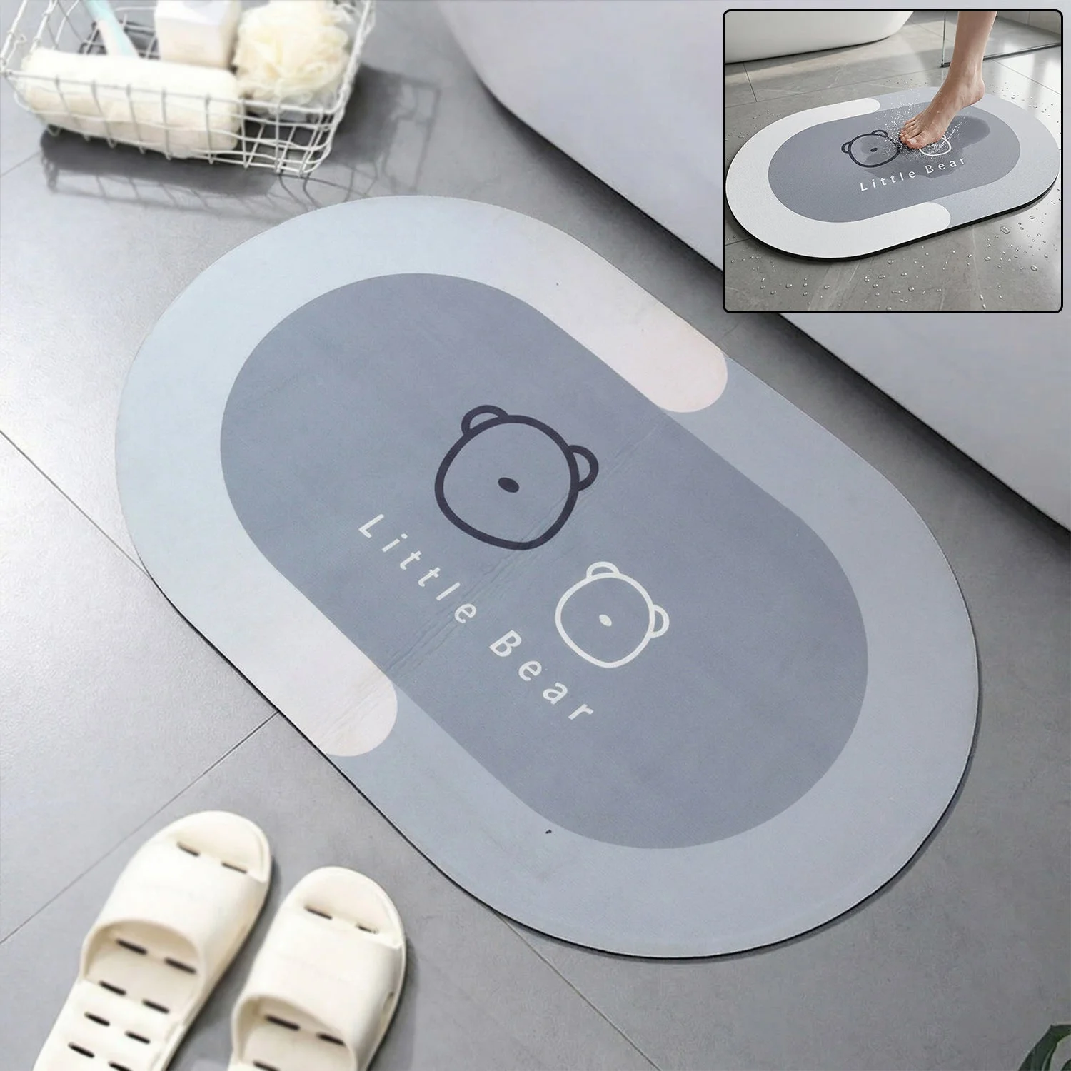 Anti Slip Quick Dry Bathroom Floor Mat (89x59 Cm)