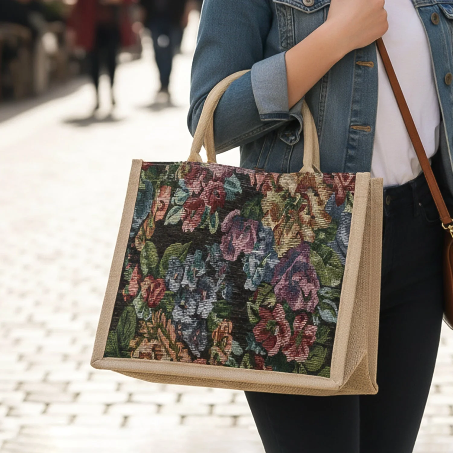Multipurpose Floral Print Carry Hand Bag 1 Pc 29x33 Cm